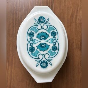 Vintage Pyrex “Horizon Blue” Apollo 11 Divided Casserole Dish 1.5 Quarts EUC